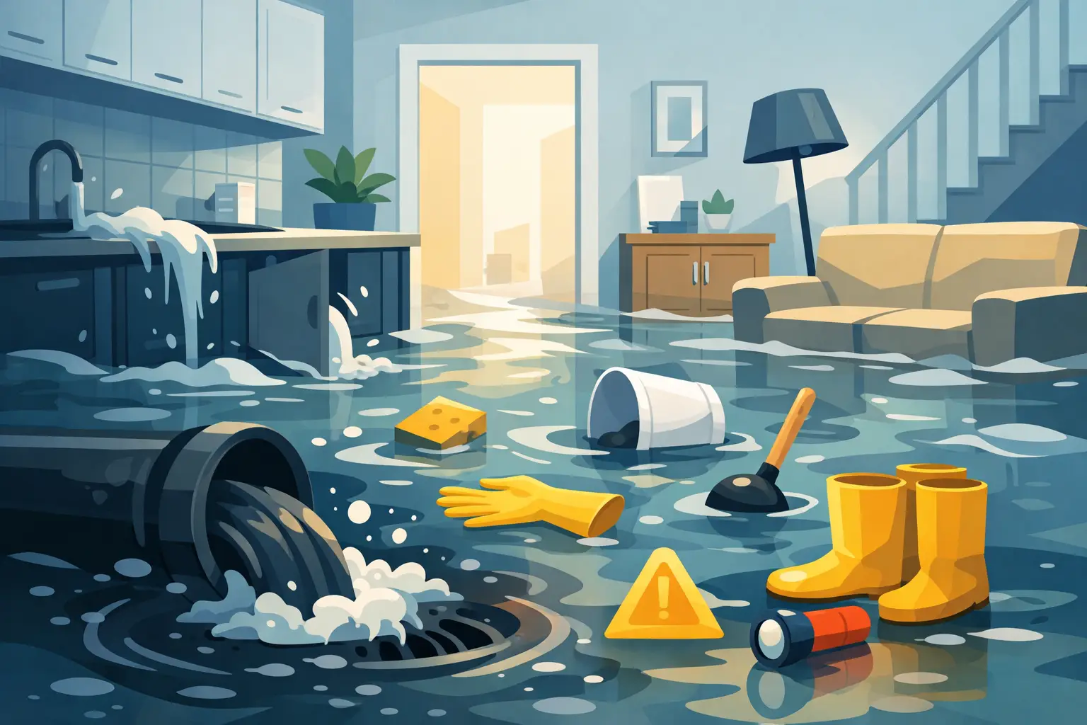 Como agir perante esgoto inundado em casa
