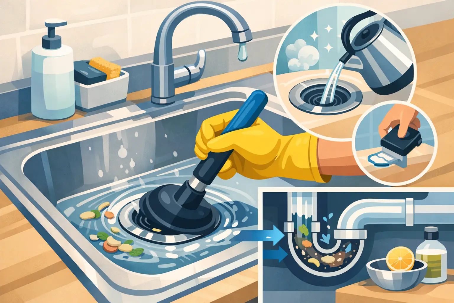 Como desentupir ralo de cozinha sem danos